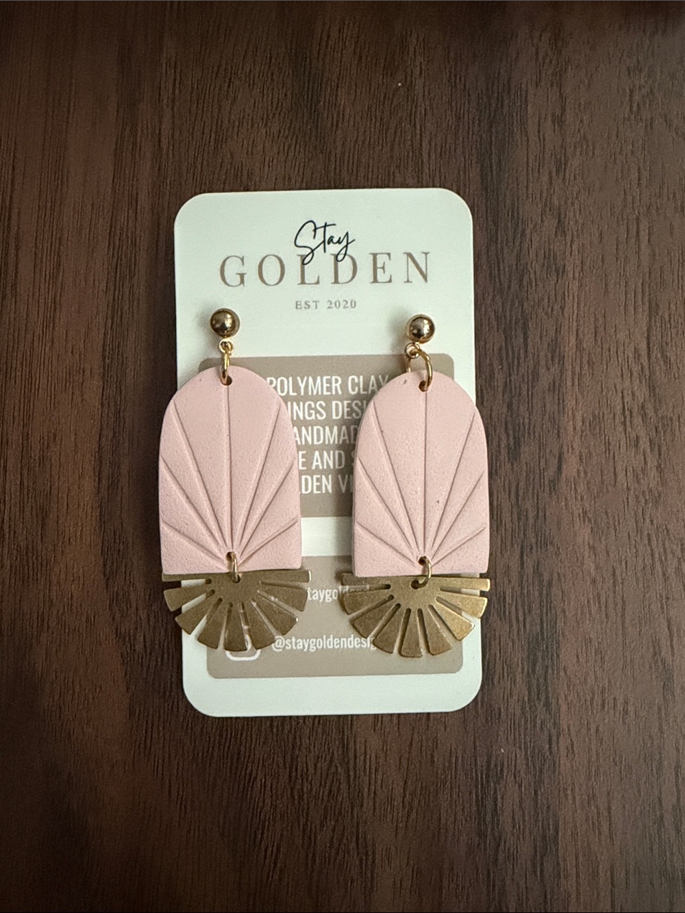 Stay Golden Pink Fan Drop Earrings